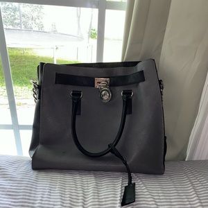 Grey and black Michael Kors tote